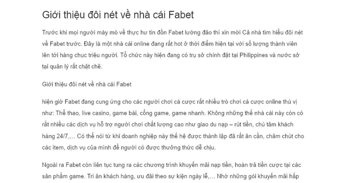 Nhà cái Fabet lừa đảo? Làm rõ tin đồn và sự thật về Fabet!