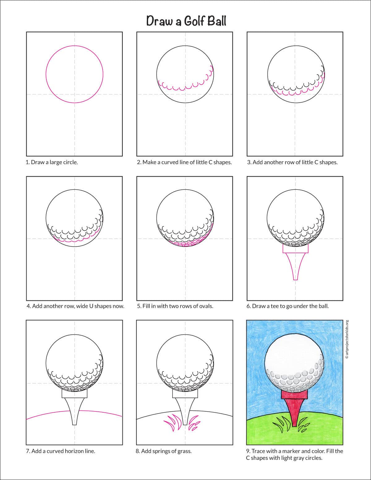 golf ball drawing made easy follow these 4 simple steps today