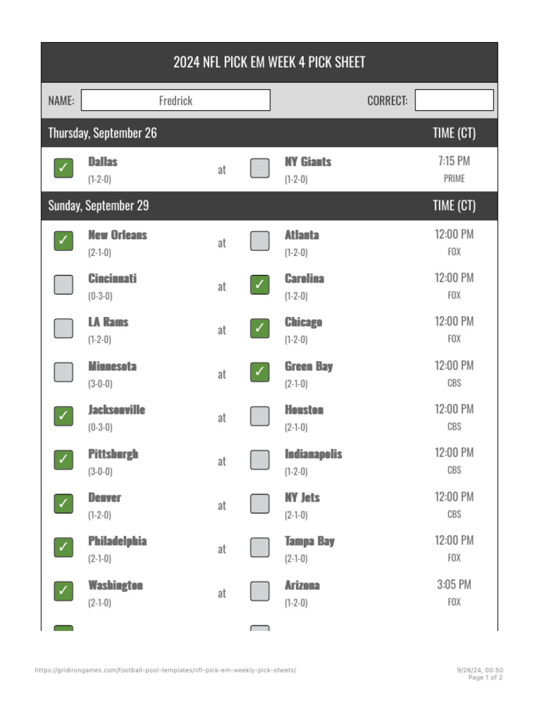 How to Get Free 2024 NFL Pick Em Sheet (Download Today!)